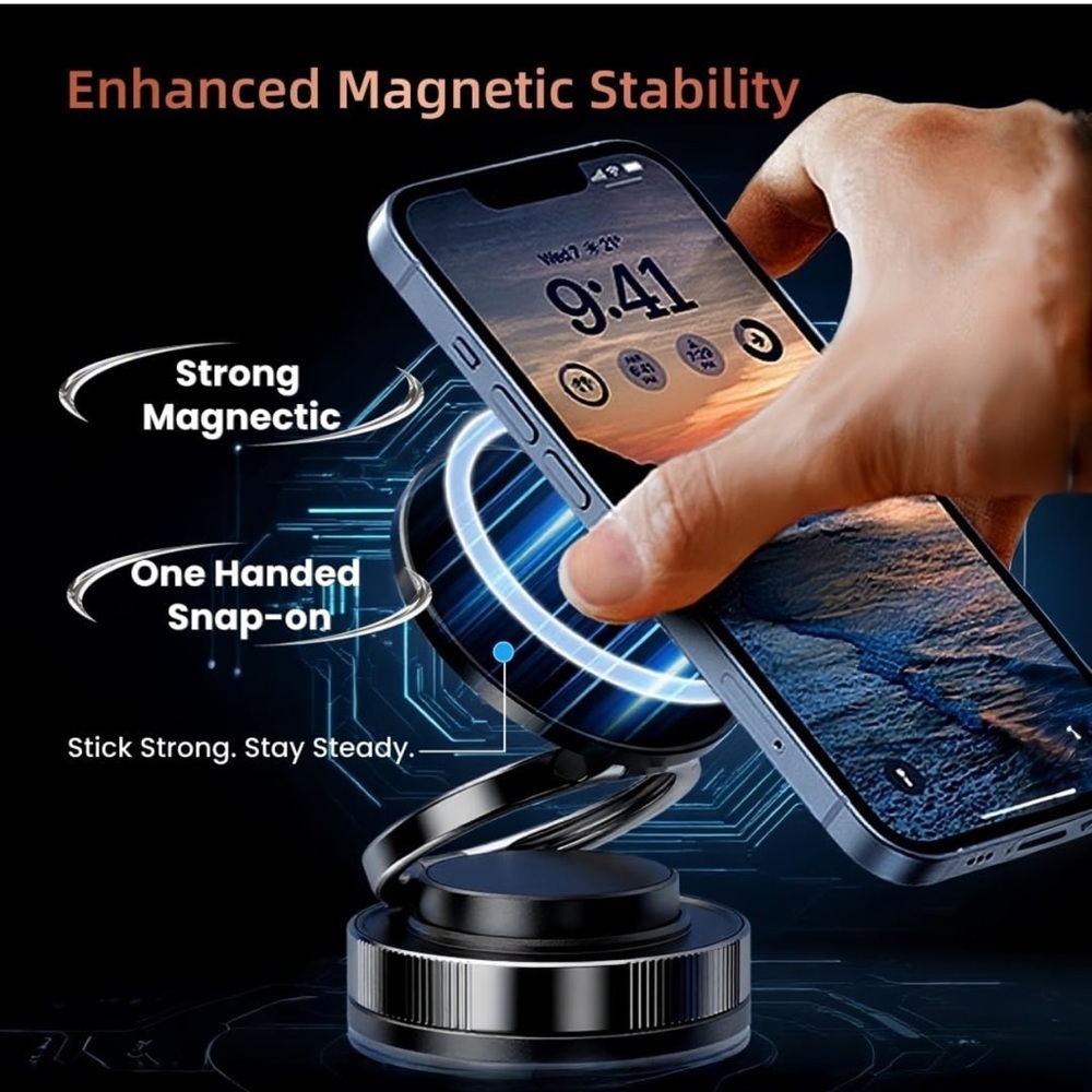 Vacuum Magnetic Suction Phone Holder, Foldable and Retractable Hands-Free - Picture 4 of 9